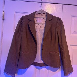 Rebecca Taylor Brown Cropped Blazer with Tailored Design
